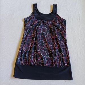 Candy Rain Maternity Tank Top Sz M Black Pink Geometric Circles